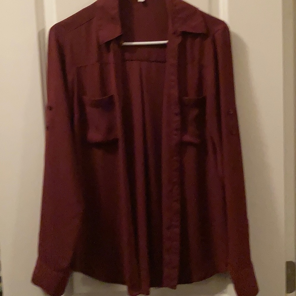 Maroon colored button up portofino